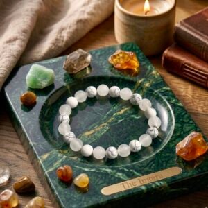 The Inaara White Howlite & Selenite Healing Bracelet for Calmness, Protection & Spiritual Balance